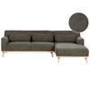 3-SITZER-ECKSOFA Cord dunkelgrün rechtsseitig Simos - Hellbraun/Grün, Textil (264/159cm) - Beliani