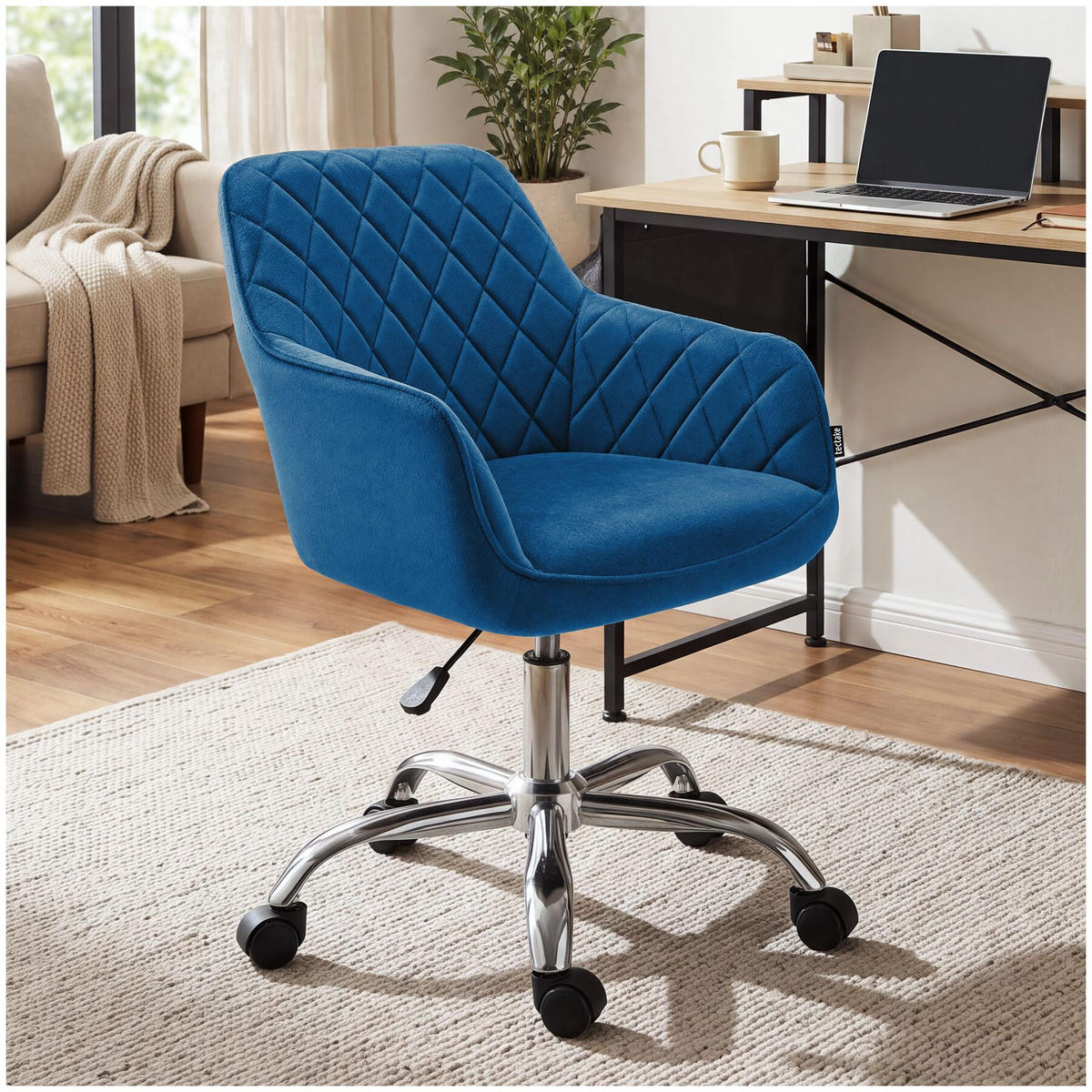 DREHSTUHL Nancy, 57 x 60 x 82 – 91 cm, Belastbarkeit 150 kg, blau - Blau, Kunststoff (57/91/60cm) - tectake