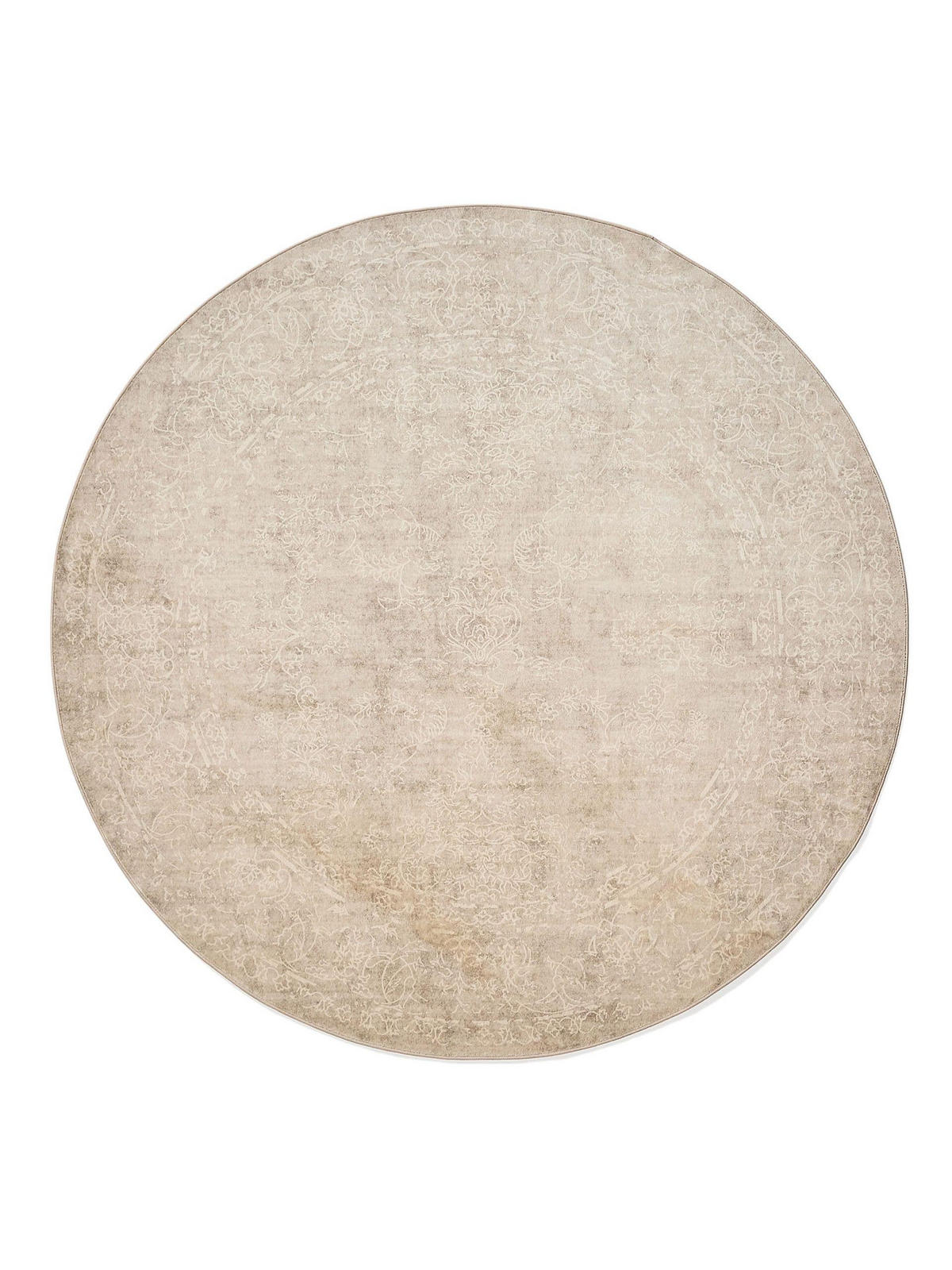 VINTAGE-TEPPICH Miray waschbar ø 160 cm rund - Beige/Creme, Kunststoff (160/160cm) - benuta Nest