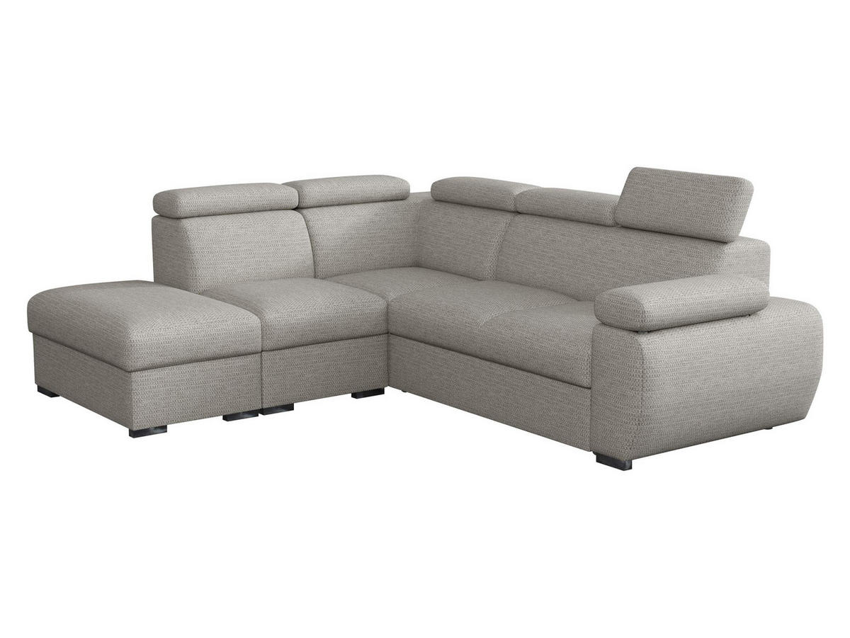 ECKSOFA Boston 2RR1P, Seite: Links PUFAP+R+1P(65)+2R - Silberfarben, Holz/Textil (260/230cm) - MIRJAN24