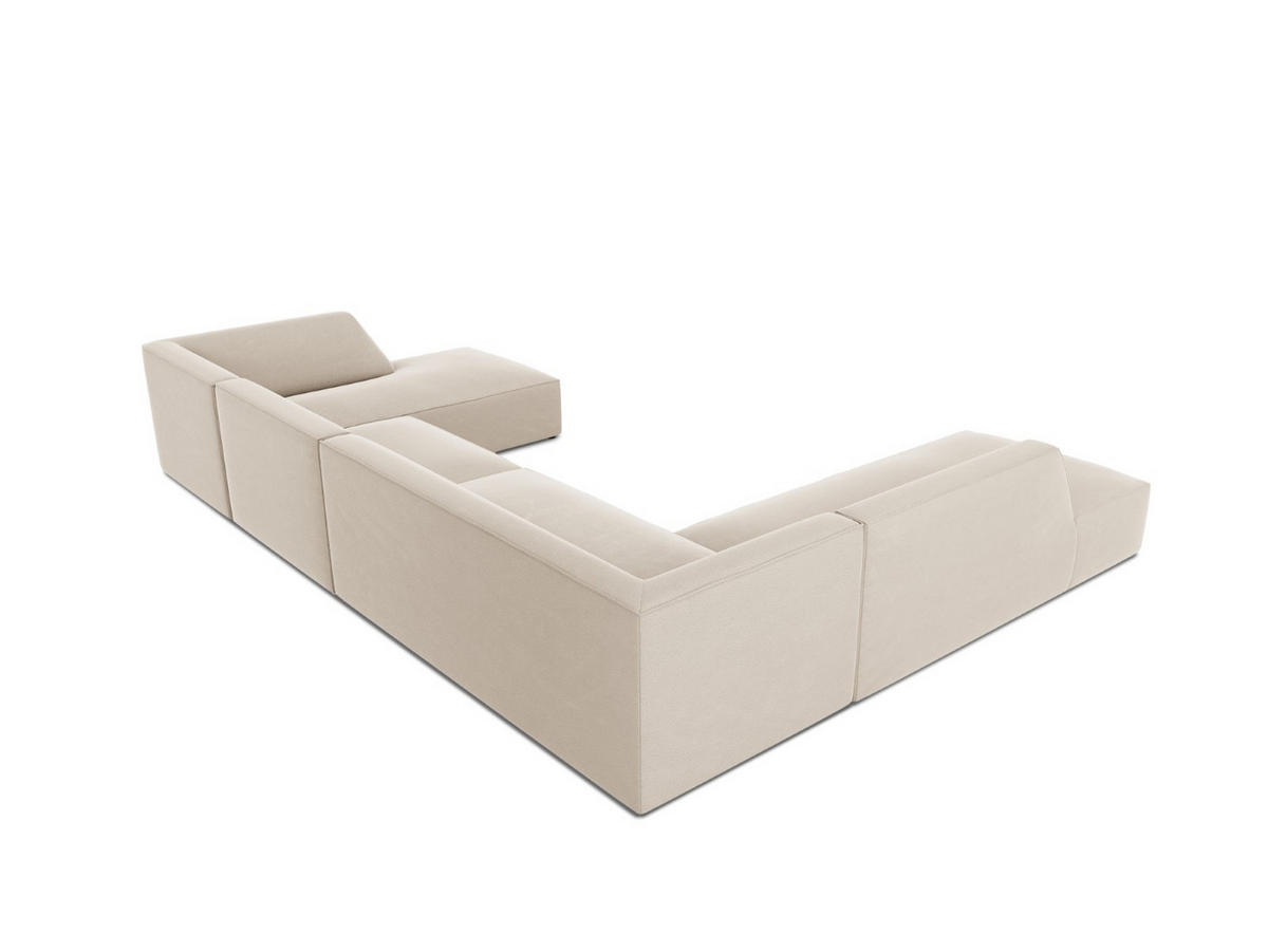PANORAMASOFA links Ruby aus Samt beige 7 Sitzplätze - Beige, Textil (273/69/366cm) - Micadoni