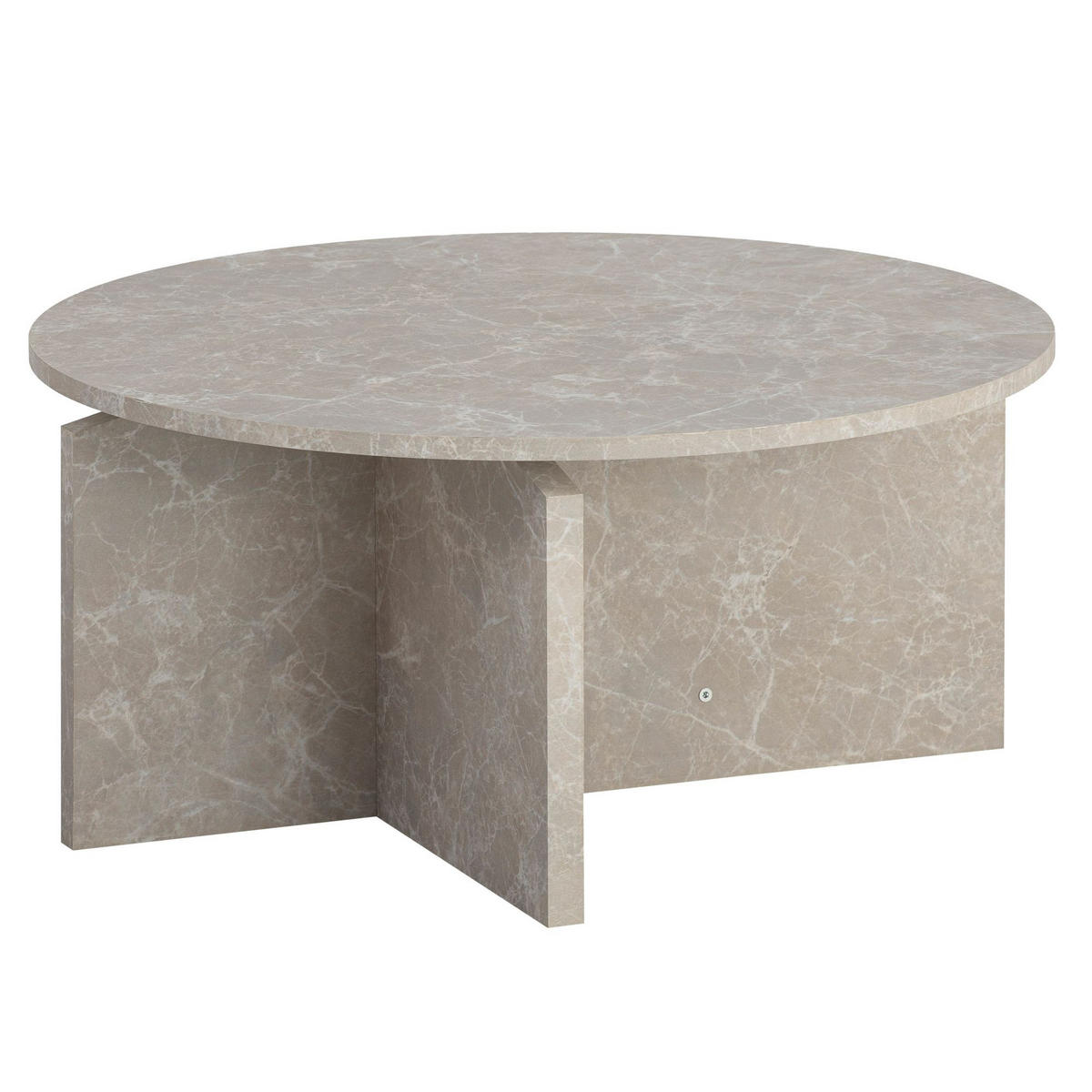 COUCHTISCH rund in Stein-Optik – modernes Design in Großformat, Beige 70x70x33 cm - Beige, Holzwerkstoff (70/70/33cm) - KADIMA DESIGN