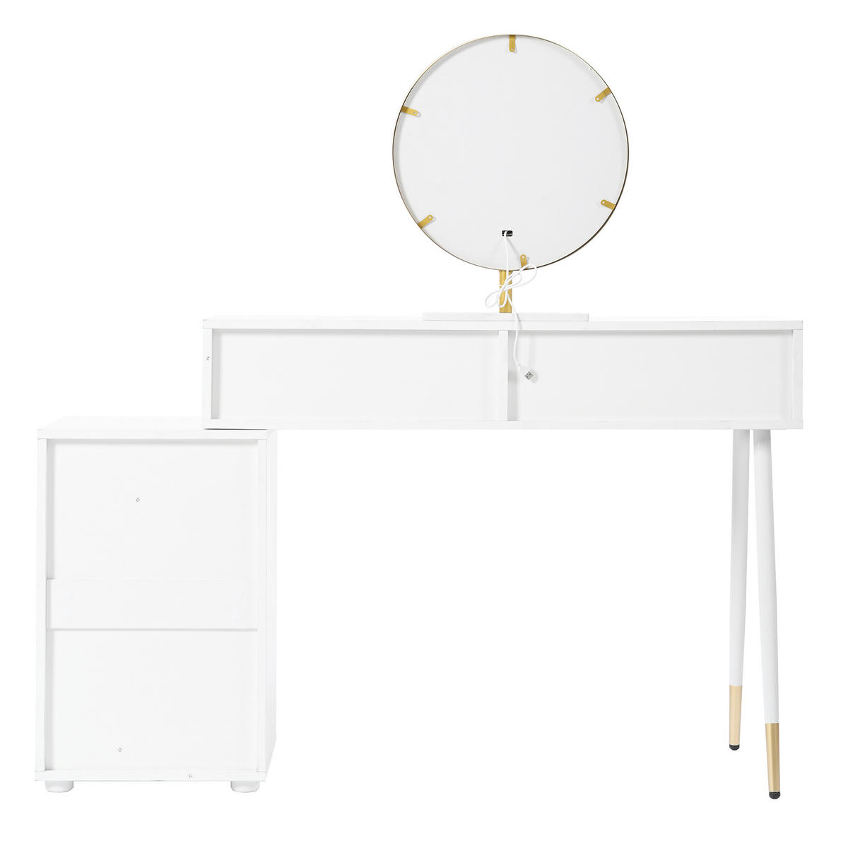 SCHMINKTISCH 100/40/127 cm Weiß mit LED-Beleuchtung und 5 Schubladen - Weiß, Holzwerkstoff (40/127/135cm) - OKWISH