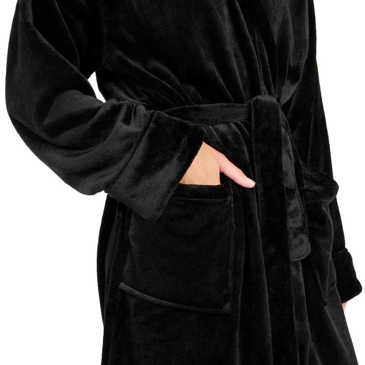 BADENMANTEL Damen & Herren XS - mit gefütterter Kapuze aus 100% Baumwolle, Schwarz - Schwarz, Textil (XSnull) - Blumtal