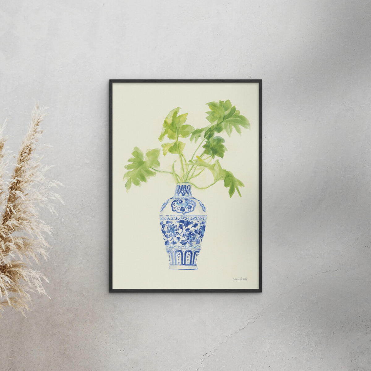 POSTER mit Rahmen Wild Apple - Palm Chinoiserie III - Schwarz/Grün, Holz/Papier (70/100cm) - Poster&Frame