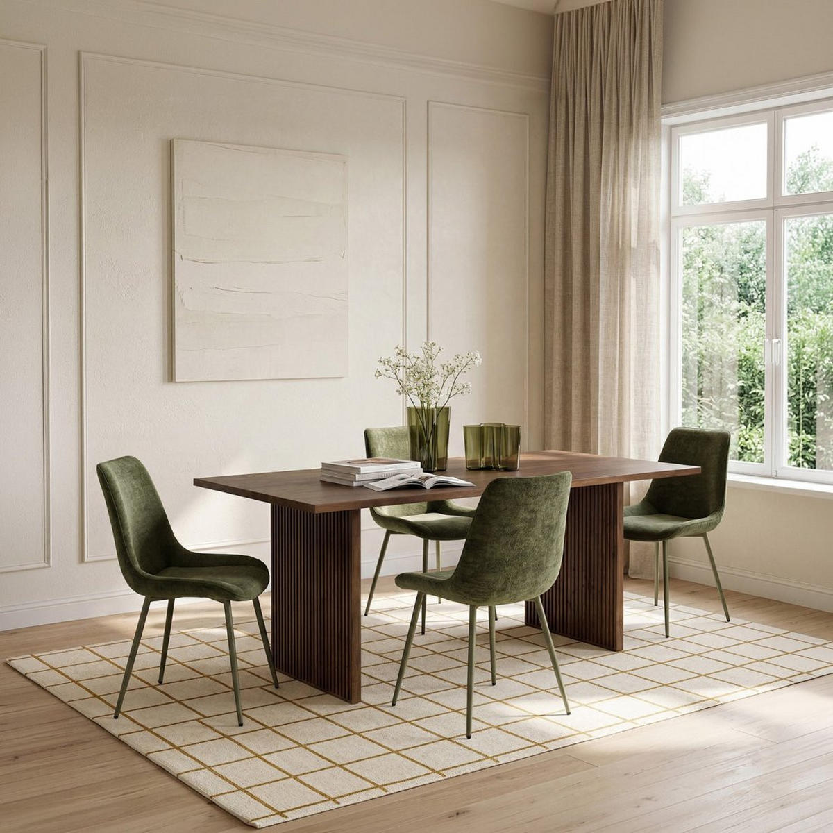 ESSZIMMERSTUHL Niro Grün 50 cm x 86 cm 4er-Set - Grün, Textil (50/86/58cm) - Klast Home