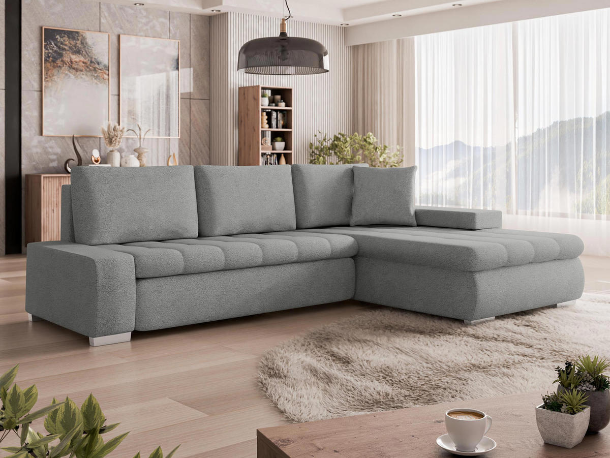 ECKSOFA Orkan Mini - Silberfarben, Holz/Textil (265/185cm) - MIRJAN24