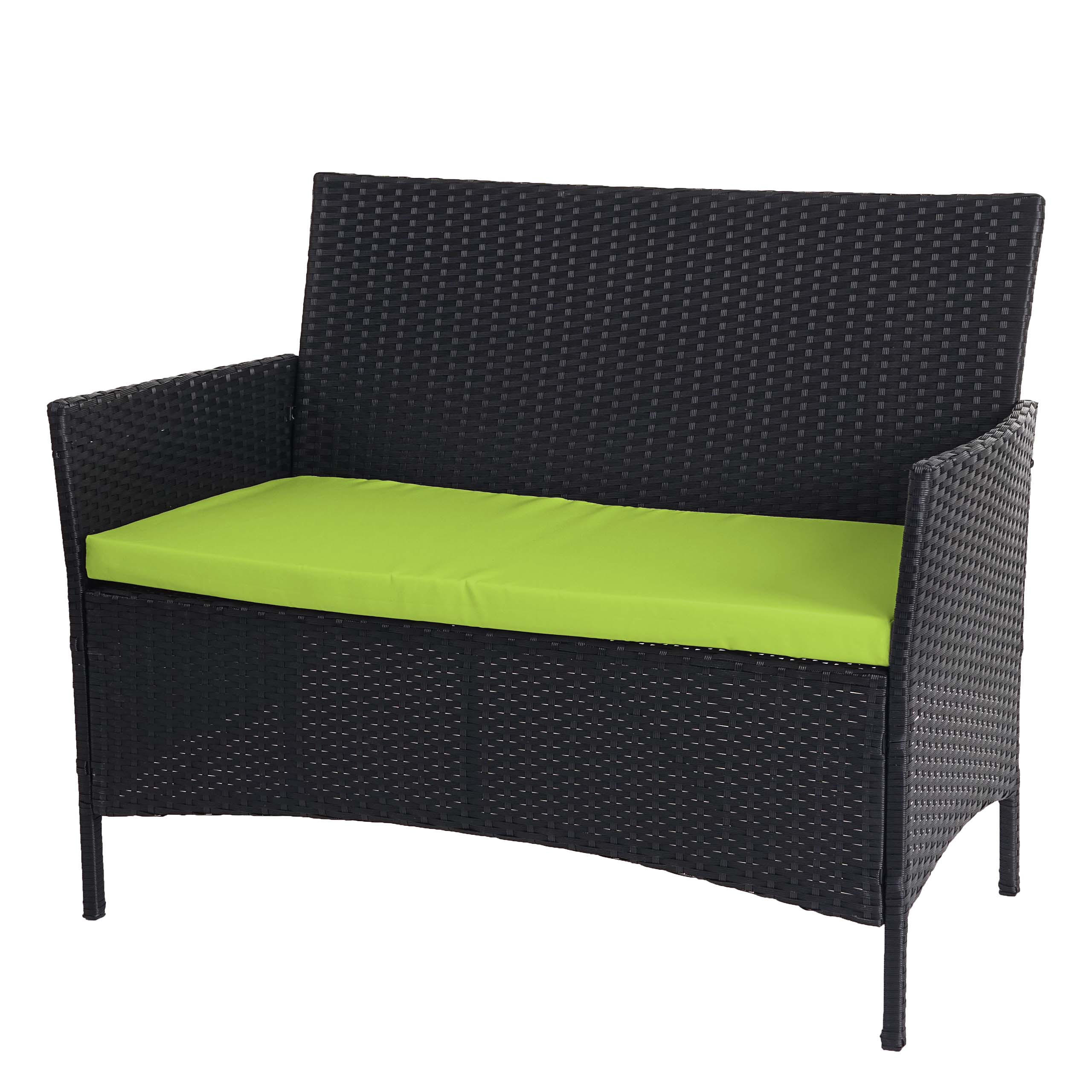 POLY-RATTAN GARTENBANK Anthrazit, Grün - Anthrazit/Grün, Kunststoff (106/83/60cm) - MCW