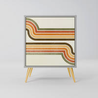 SIDEBOARD EXCEPTIONAL STREAM, Grau, 57,5x42x75,5 cm, Goldfarbene Metallfüße - Goldfarben/Multicolor, Holzwerkstoff/Metall (57.5/75.5/42cm) - SpaceRebels