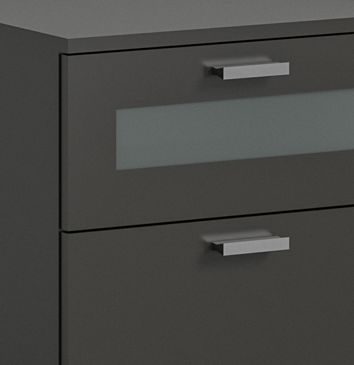 NACHTTISCH grau Komforthöhe 60 cm, 3x Schubkasten mit Vollauszug - Silberfarben/Grau, Glas/Holzwerkstoff (45/60/40cm) - Inn.Furn