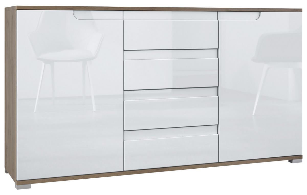 SIDEBOARD Sylt Weiß Hochglanz - Weiß Hochglanz, Holzwerkstoff (138.5/75.5/35cm) - Vladon