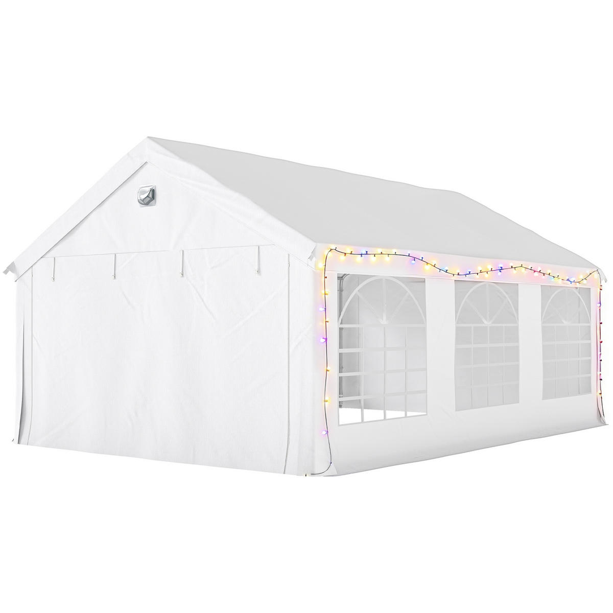 PAVILION DE-12728 400/600 cm UPF30+ mit LED-Lichterkette Weiß - Weiß, Metall (394/302/598cm) - ComfortXL