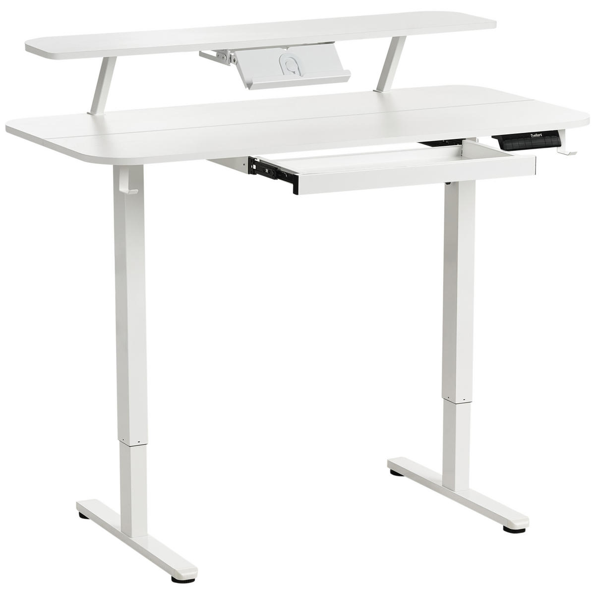 SCHREIBTISCH elektrisch höhenverstellbar 120/60 cm mit USB-Anschluss Weiß Wilbanks - Weiß, Holzwerkstoff/Metall (60/120/90cm) - Beliani