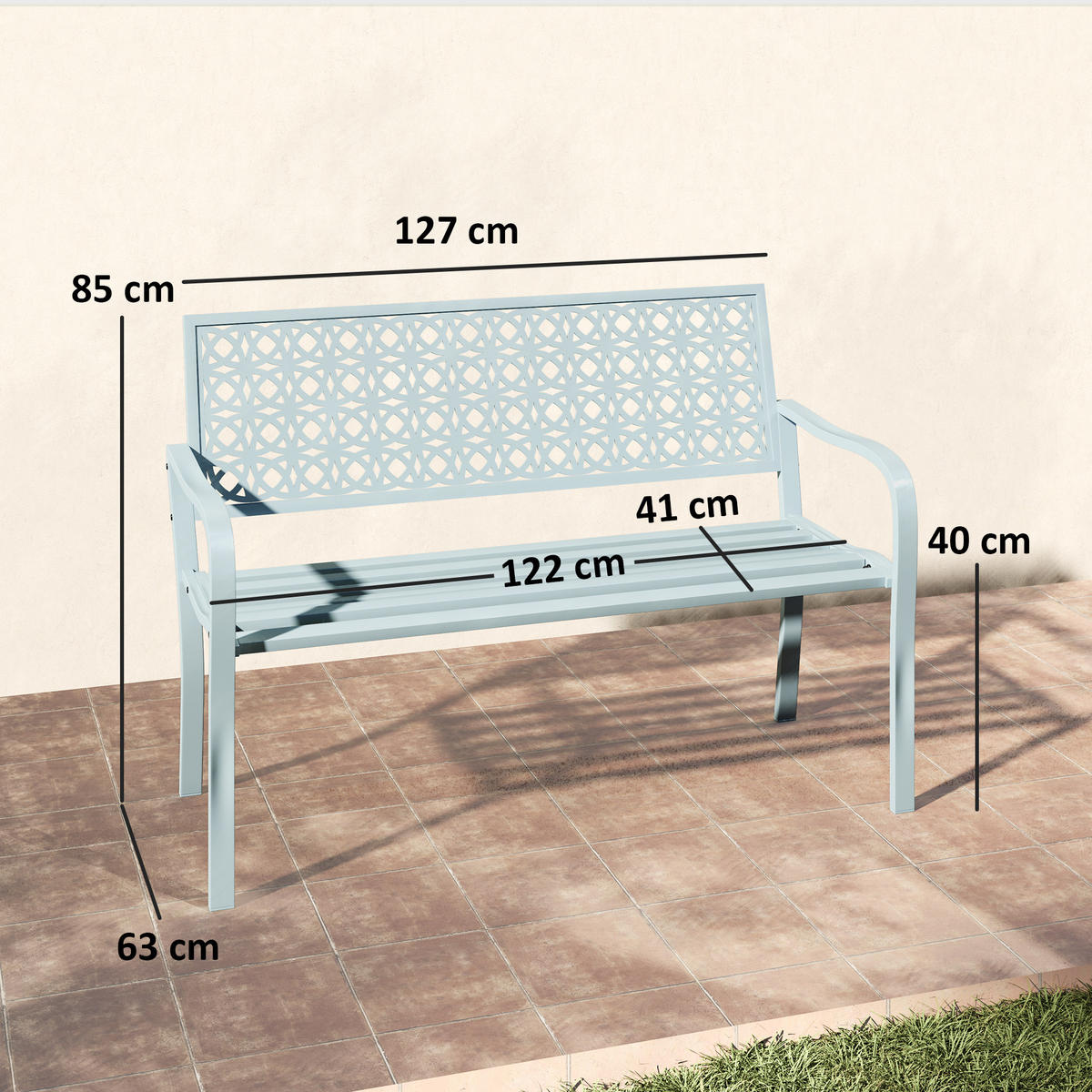 GARTENBANK 2-Sitzer - Blau, Metall (63/85/127cm) - Outsunny