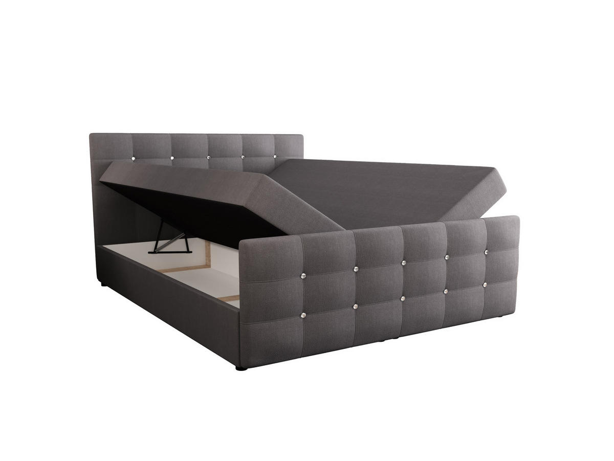 BOXBETT KLEO 180x200, mit Matratze H3 und Topper, Cosmic 160 - Hellgrau, Holz/Kunststoff (180/200cm) - Bedante