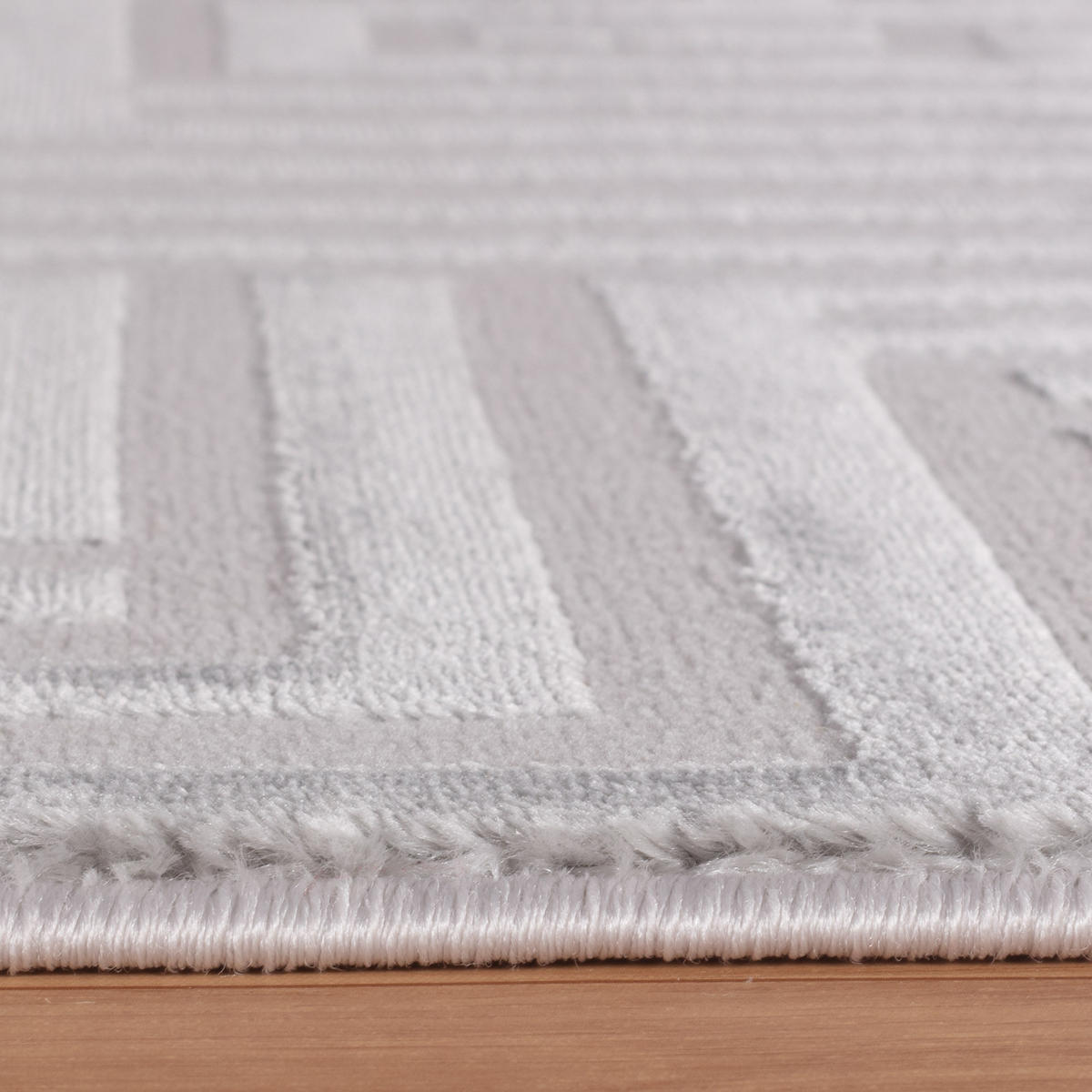 TEPPICH Kurzflor Skulptural Modern Waschbar Schlafzimmer Strapazierfähig Silber 140x200 cm – ILLER - Silberfarben, Textil (140/200cm) - KADIMA DESIGN