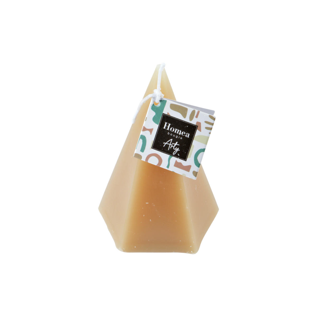 DEKO-KERZE pyramidenförmig Arty 7,4/7,4/12 cm - Beige, Paraffin (7.4/12/7.4cm) - Homea