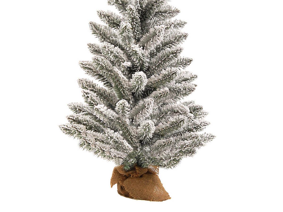 WEIHNACHTSBAUM künstlicher DELUXE VIOLA 90 cm, weiß, 2D, 105 Zweige, inkl. Pflanztopf mit Jutesack - Weiß, Kunststoff/Stein (50/90cm) - LAALU