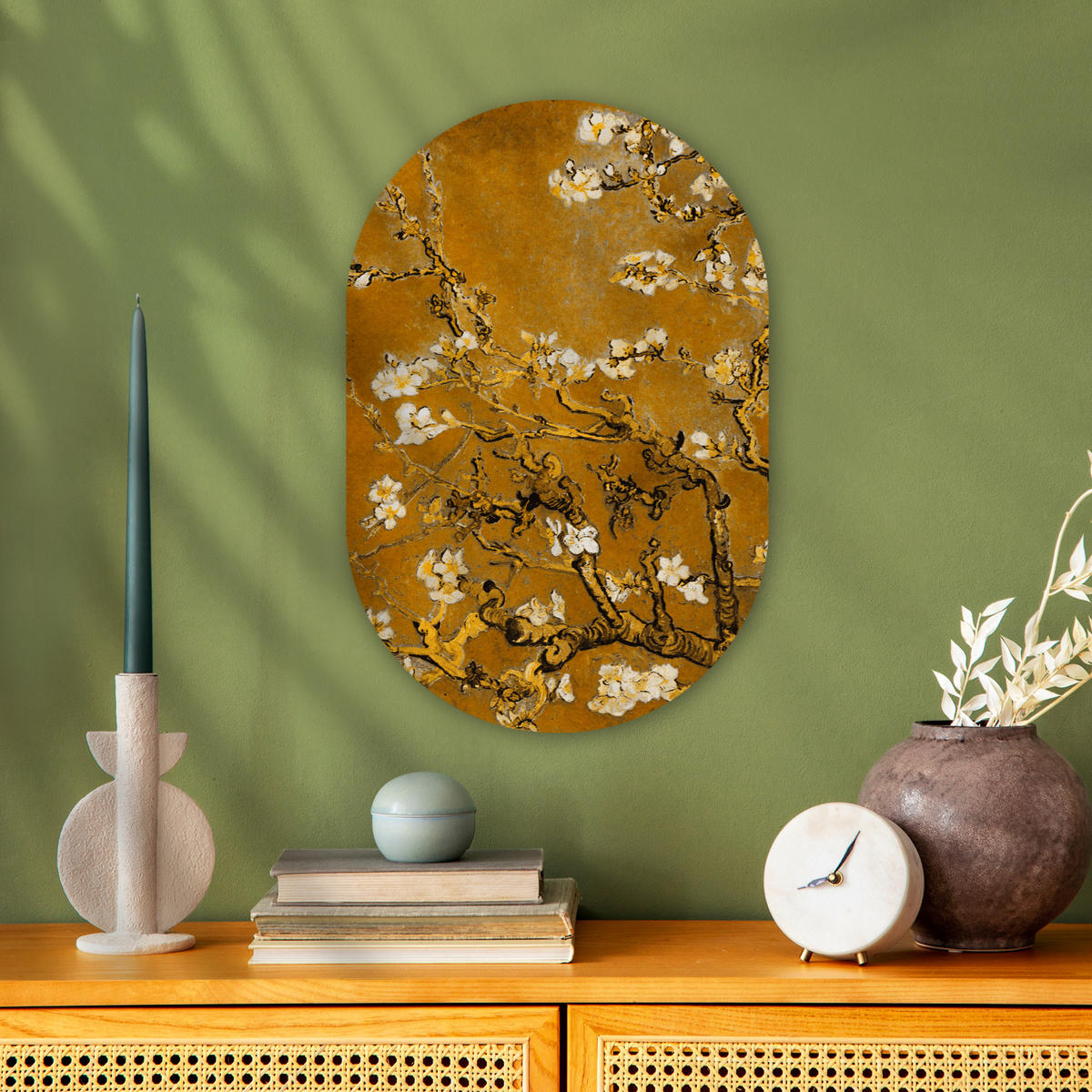 WANDBILD Mandelblüte - Kunst - Van Gogh - Gold 40x60 cm - Wengefarben, Kunststoff (40/60cm) - MuchoWow
