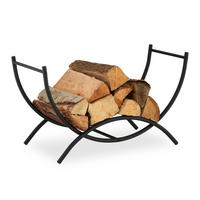 KAMINHOLZKORB - Schwarz, Metall (67/38/32.5cm) - Relaxdays
