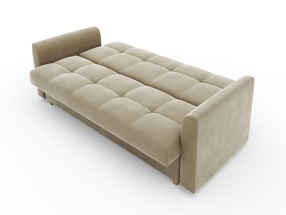 SOFA LENTO mit Schlaffunktion ITAKA 16 mit Stauraum - Beige, Textil (87/95/216cm) - Bedante