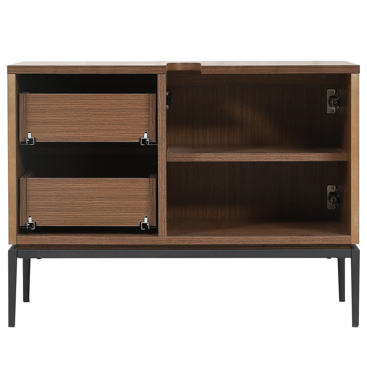 WASCHBECKENUNTERSCHRANK - Walnussfarben, Holzwerkstoff/Metall (80/60/40cm) - home24