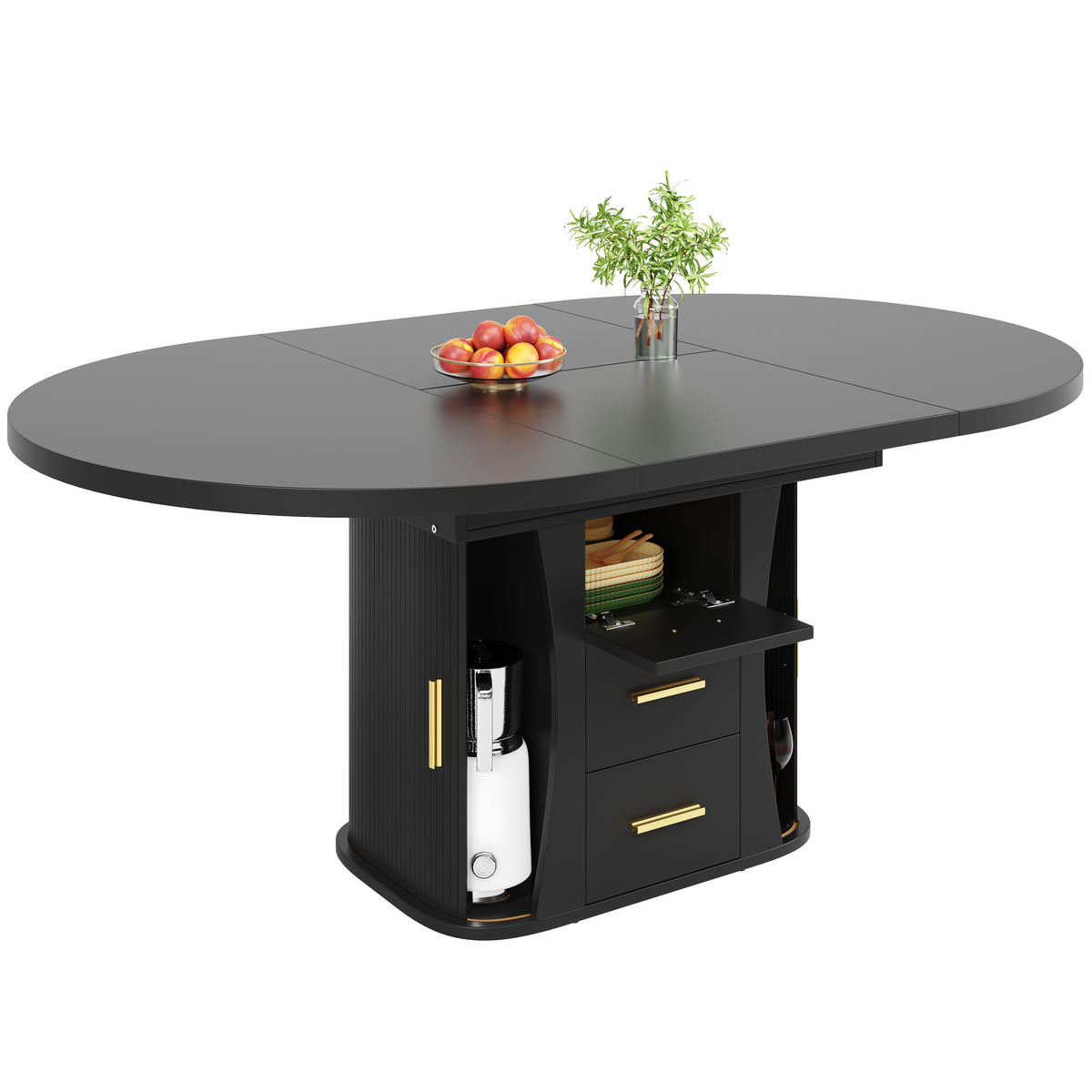 AUSZIEHTISCH Schwarz 118-158/118/77 cm - Schwarz, Holz (118/118/77cm) - PANGIVO