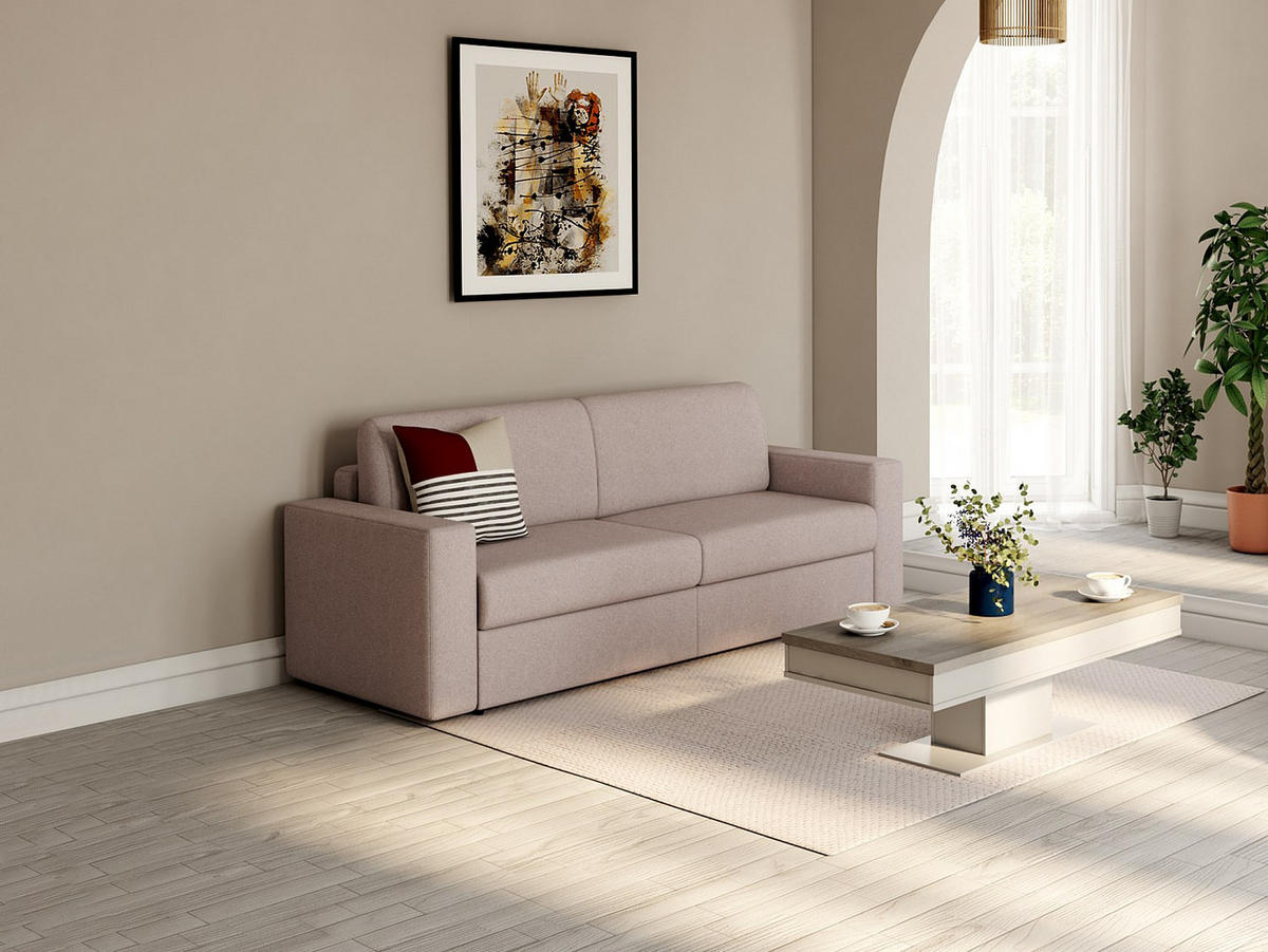 SCHLAFSOFA - 3 Personen - Stoff - Beige - - Beige, Textil (223/85/223cm) - Vente-Unique