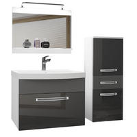 BADMÖBEL Badezimmer Grau / Grau, Glänzend und Matt - Silberfarben/Grau, Holz (100/81/40cm) - B BELINI GROUP