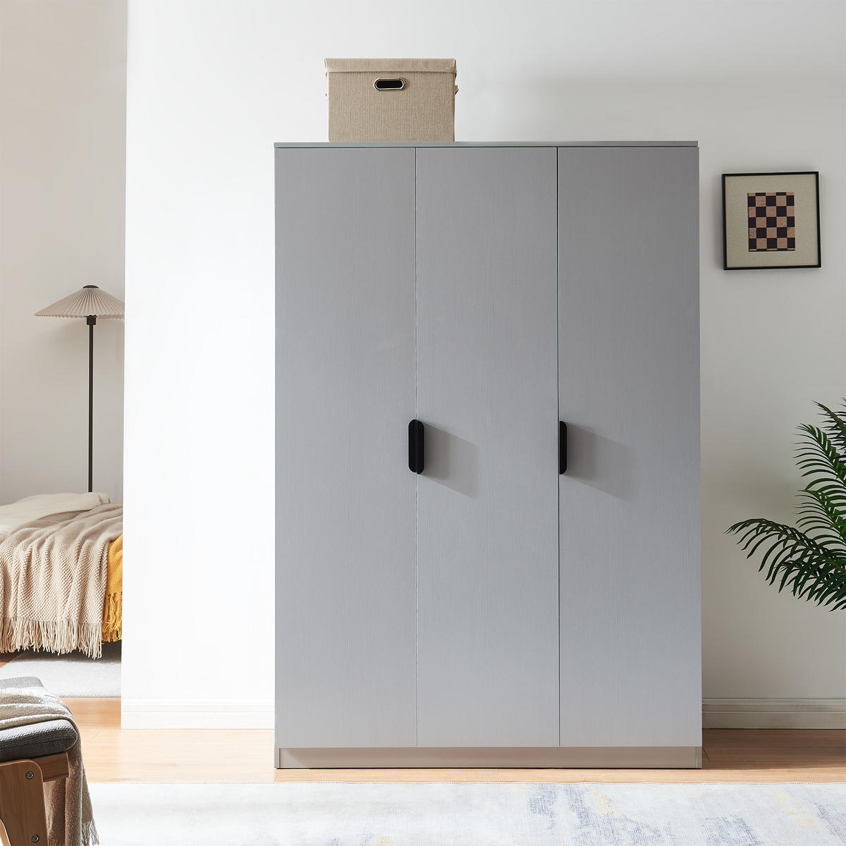 KLEIDERSCHRANK Eiselfing - Grau, Holzwerkstoff (120/176/52cm) - [en.casa]