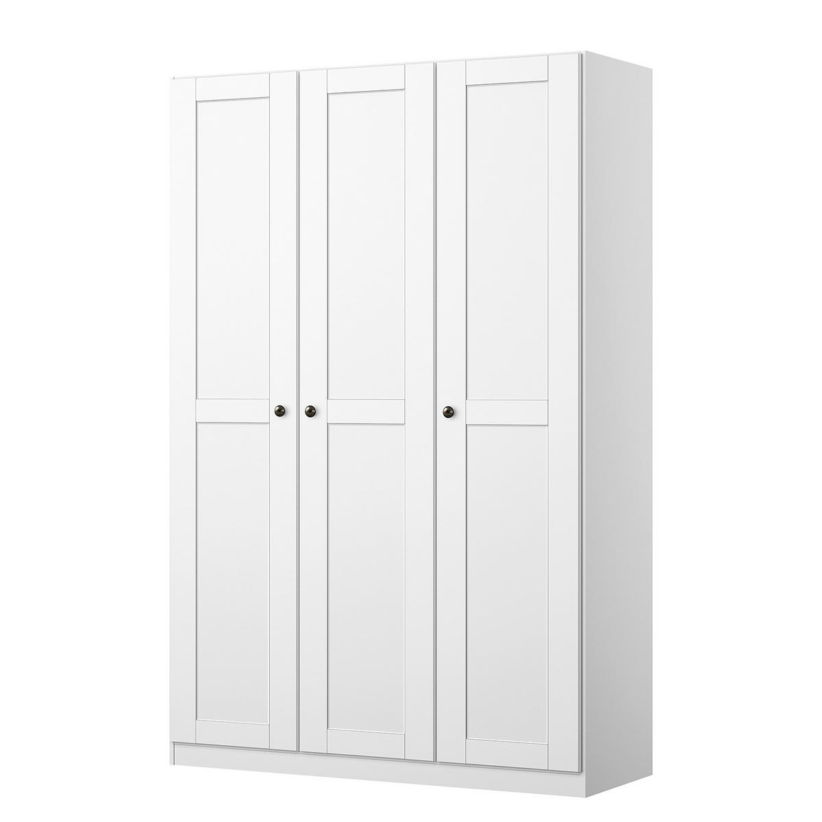 DREHTÜRENSCHRANK - Alpinweiß - 136 cm (3-türig) - 210 cm - 136 x 210 cm - Weiß, Holzwerkstoff (136/210/54cm) - home24