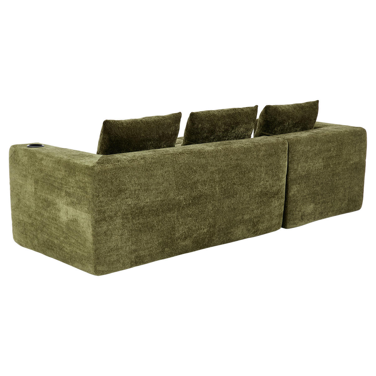 ECKSOFA 255/161/64 cm Grün mit Getränkehalter - Grün, Textil (258/163cm) - Oxeza