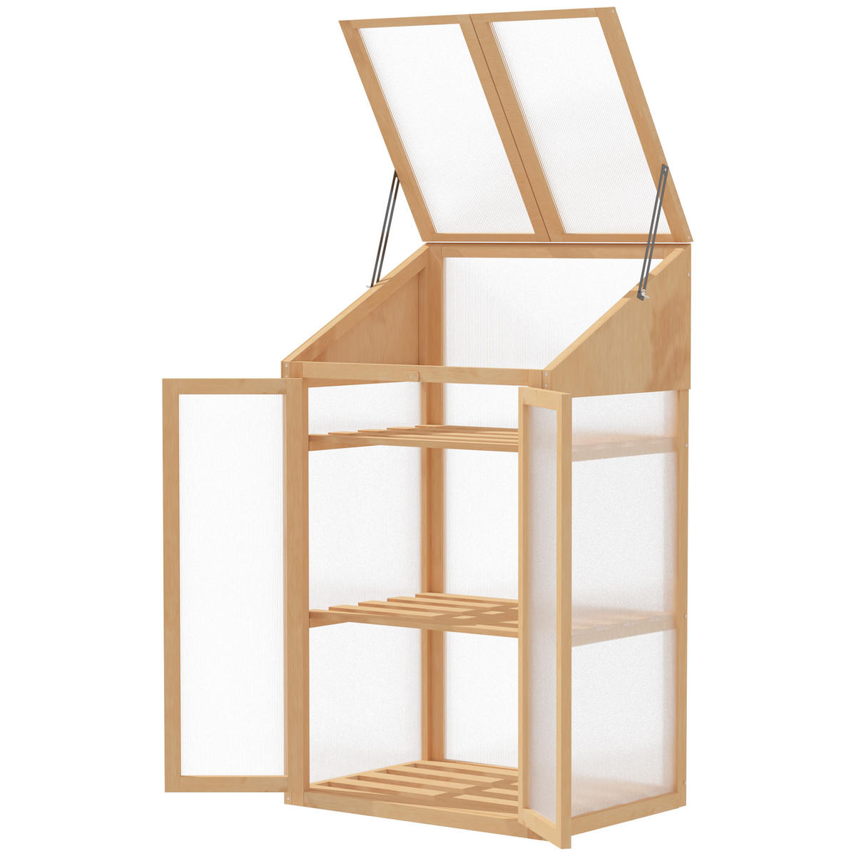 MINI-GEWÄCHSHAUS DE-05850 mit Holzrahmen und 3 Regalen 70/50/120 cm Braun - Braun, Holz/Kunststoff (50/120/70cm) - ComfortXL