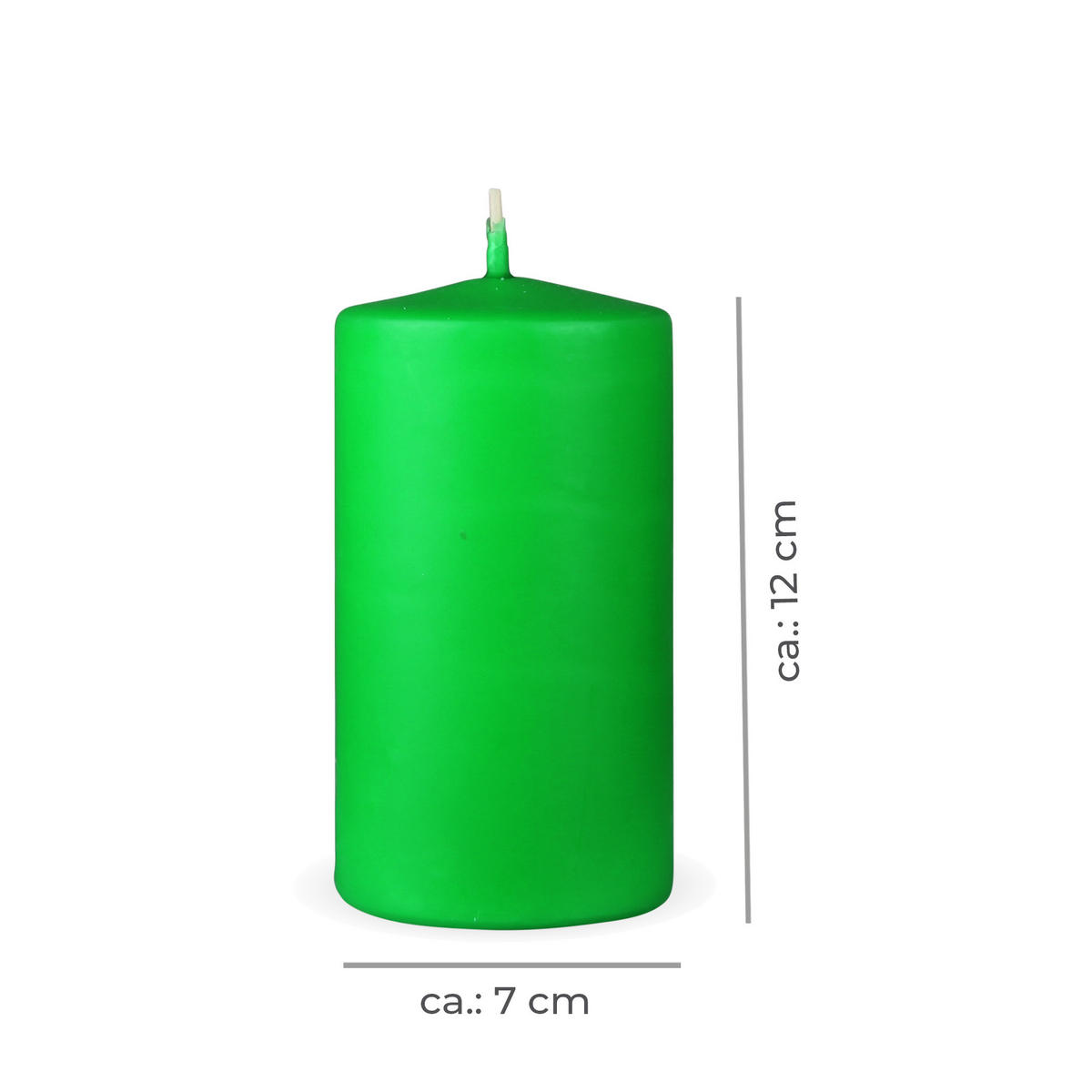 STUMPENKERZEN "Hellgrün", Größe Ø7cm x Höhe: 12 cm - Hellgrün, Naturmaterialien (7/12cm) - HS Candle