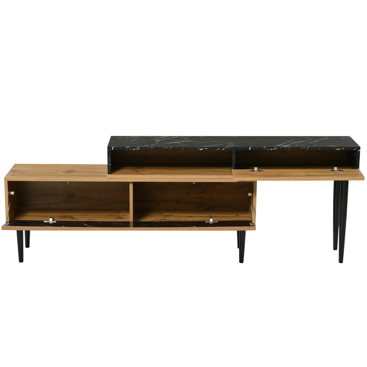 LOWBOARD Naturholz aus MDF mit PVC-Kante und Eisenbeinen - Naturfarben, Holzwerkstoff (30/58/129cm) - OKMYHOME