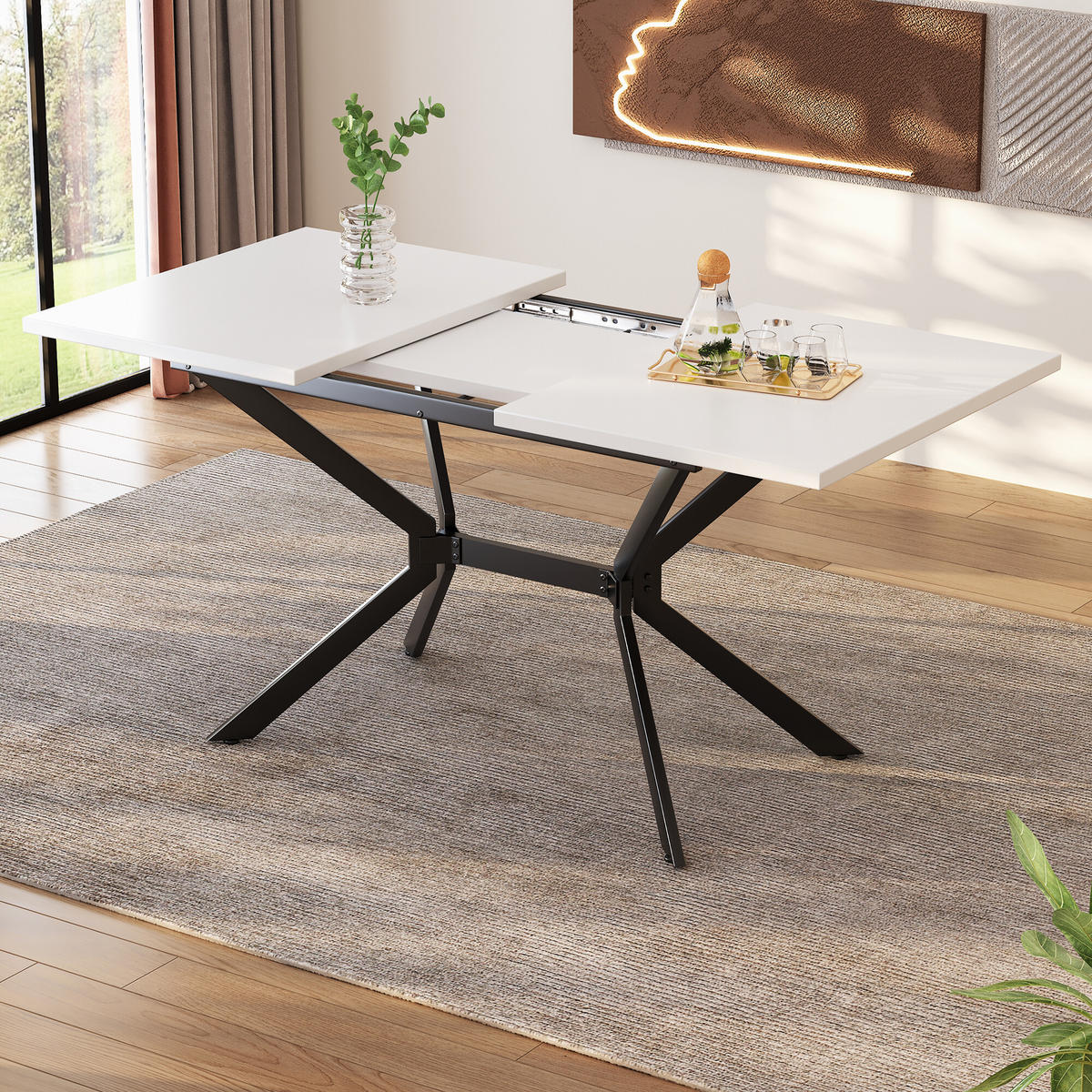 ESSTISCH Weiß 120-160/80/75 cm - Weiß, Holzwerkstoff/Metall (160/80/75cm) - Urban Meuble