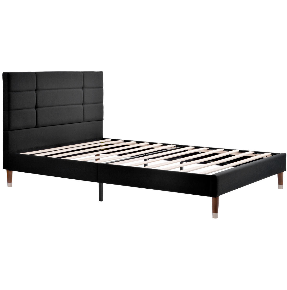 POLSTERBETT 140/200 cm Schwarz mit Kopfteil und Lattenrost - Schwarz, Holz (140/200cm) - OKWISH