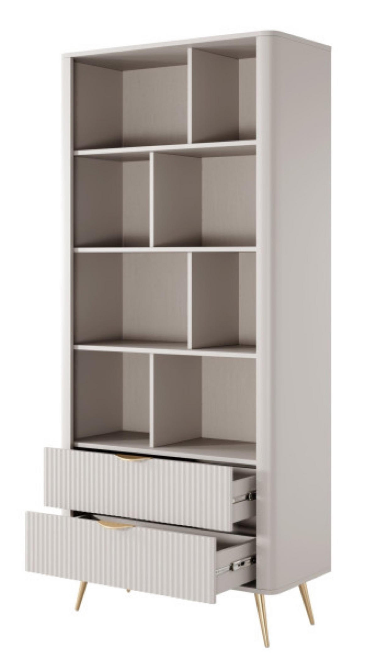 REGALSYSTEM Beige Lena Auf Goldenen Füßen - Beige, Holzwerkstoff (88/193/38cm) - Sepro Meble