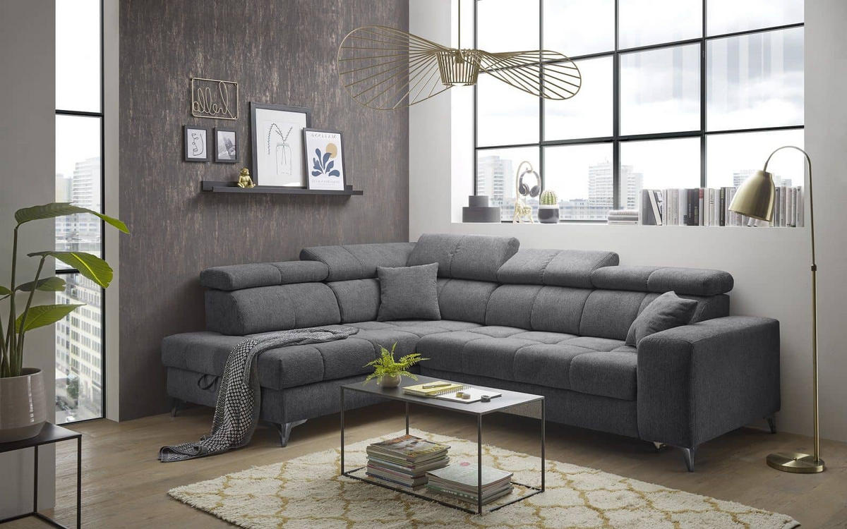 ECKSOFA mit elektrischer Wallaway-Funktion und vielseitigen Anpassungsmöglichkeiten - Anthrazit, Textil (282/198cm) - ed exciting design