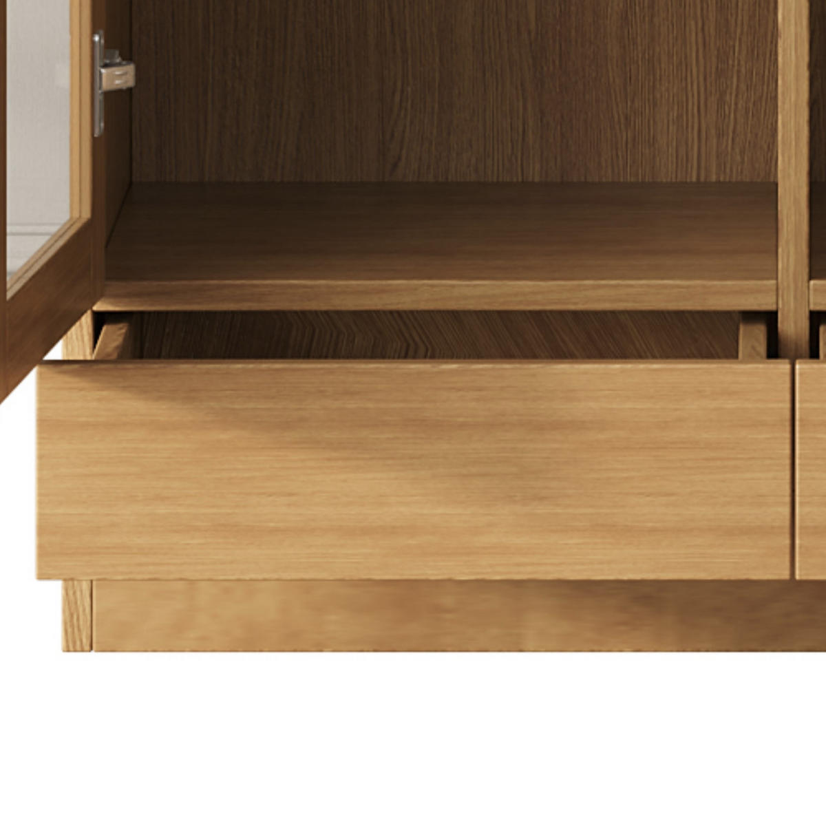 VITRINE in Naturfarben Aktenschrank mit Schubladen für Wohnzimmer, Schlafzimmer oder Büro, B80/T40/H160cm - Transparent/Naturfarben, Glas/Holzwerkstoff (80/160/40cm) - STILVORA
