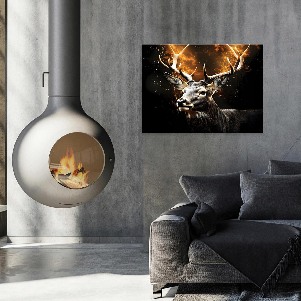 BILDER Abstrakt Hirsche 60x40 - Multicolor, Holzwerkstoff (60/40cm) - Wallarena