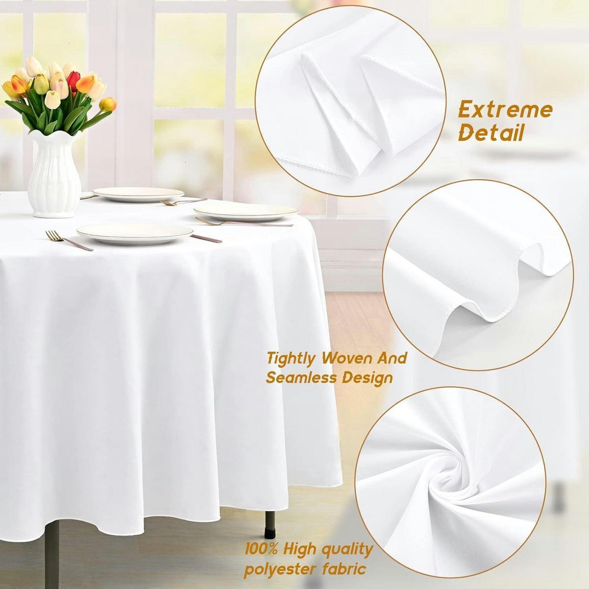 TISCHDECKEN 6er Set rund 305 cm Weiß - Weiß, Textil (305/305/1cm)