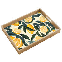 TABLETT - Zitronen - Früchte - Blätter - Gelb - Grün - Beige - 50x35 cm - Gelb, Holz (50/5/5cm) - OnlyWow