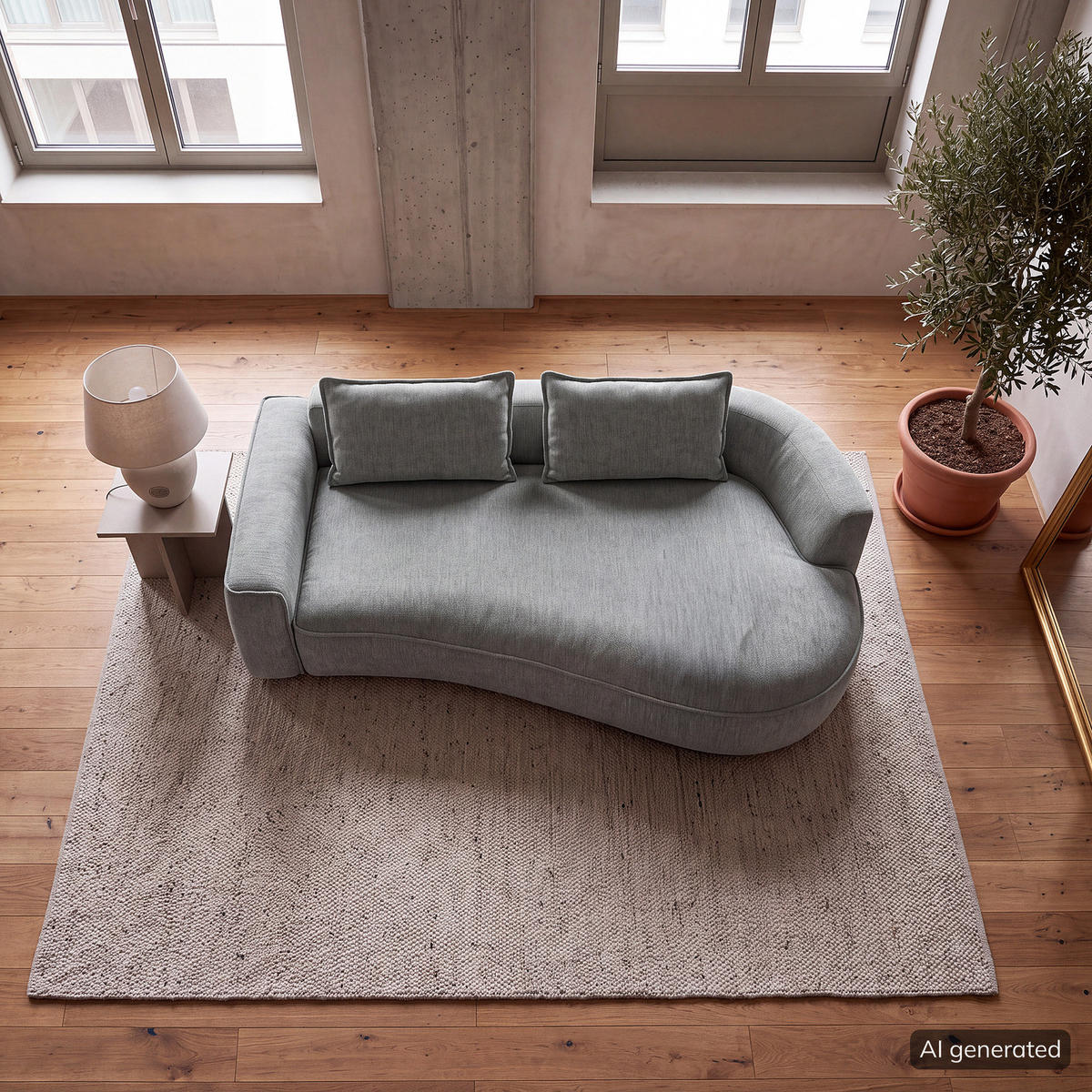 2,5-SITZER SOFA - Hellgrau/Schwarz, Kunststoff/Textil (217/82/146cm) - home24