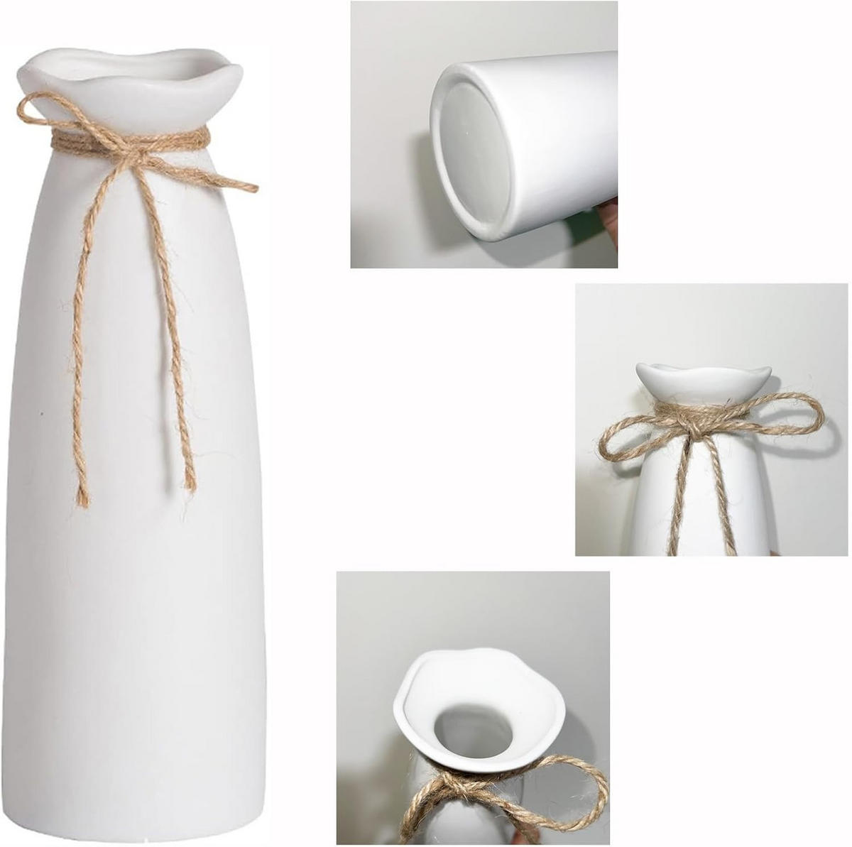 VASE 7 x 7 x 21 cm Keramik - Weiß, Keramik (21cm) - LIBRATON