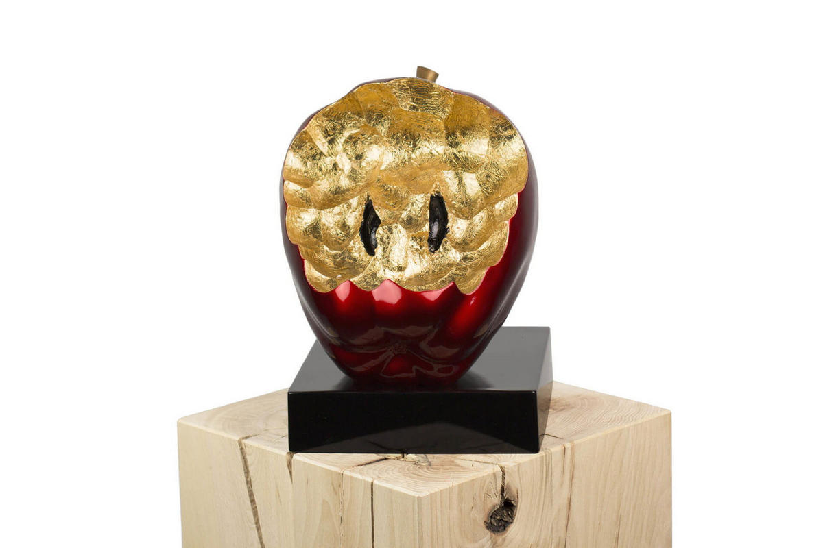 SKULPTUR Gold 31/31 cm - Rot/Goldfarben, Stein (3.5/31/23cm) - KUNSTLOFT