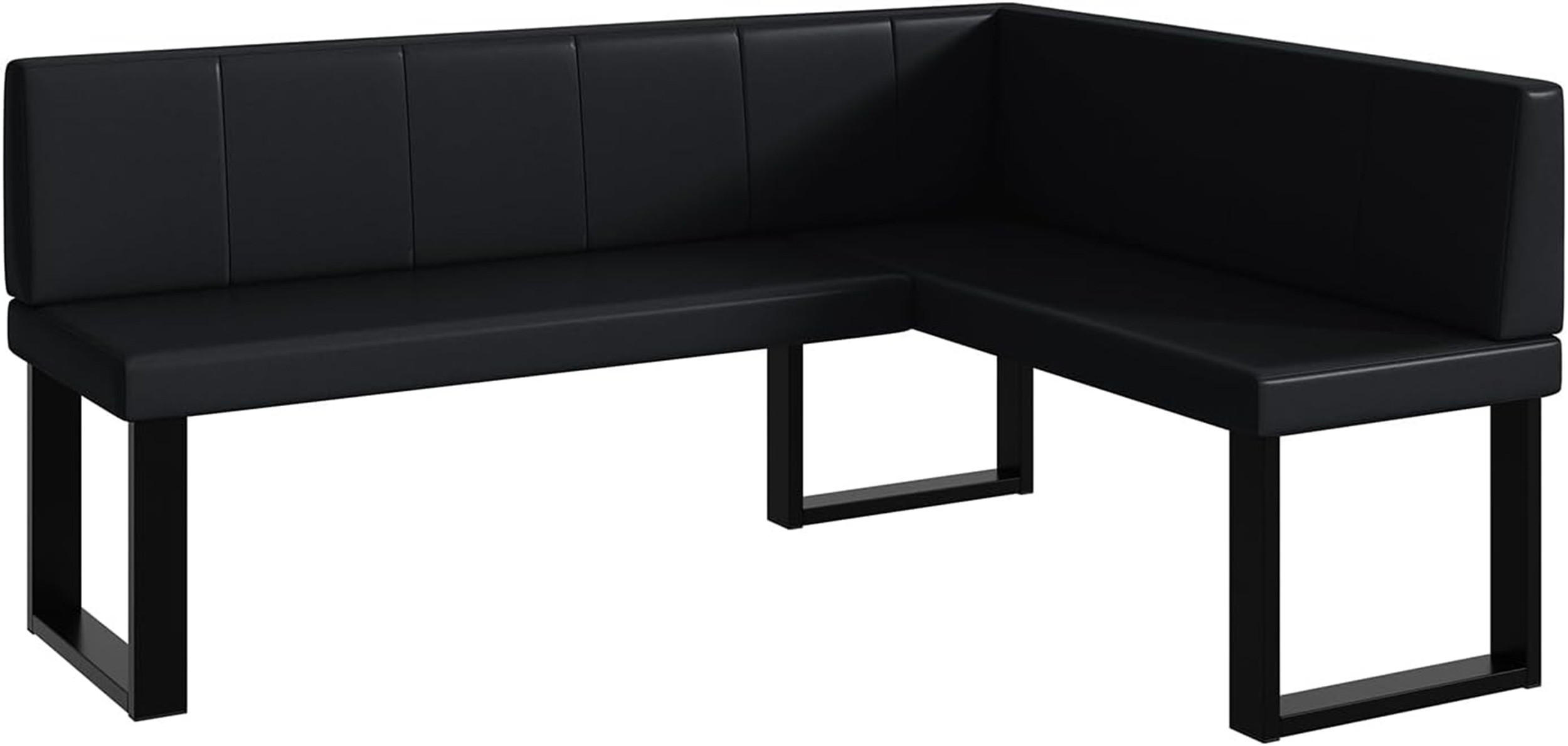 ECKBANK PETER_U - Schwarz, Leder (128/168cm) - Meblini