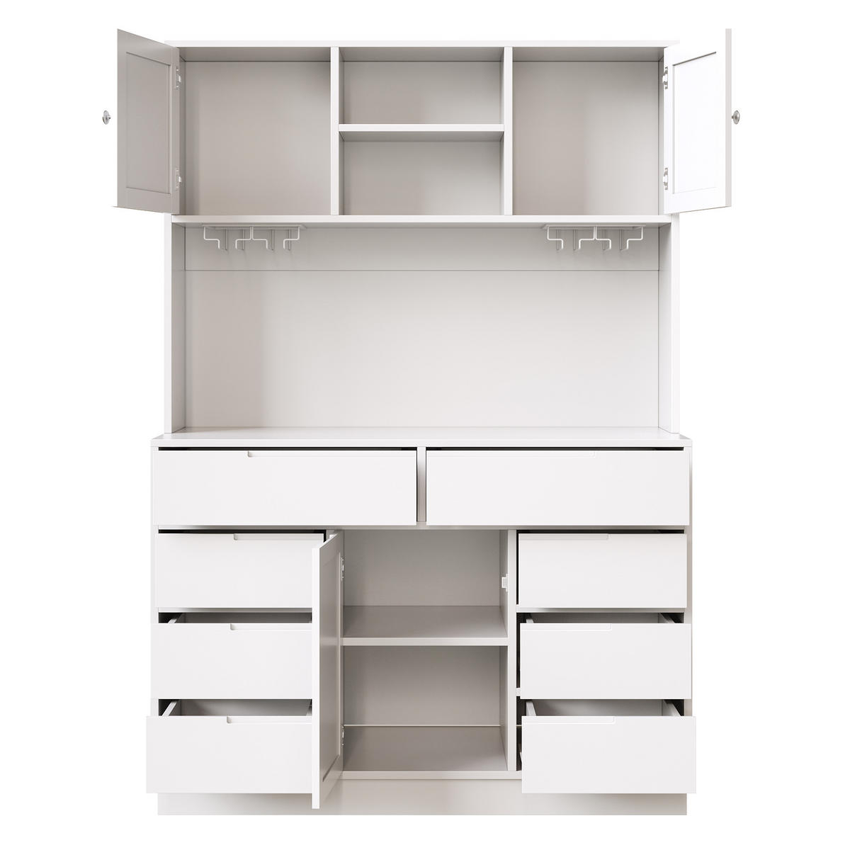 GESCHIRRSCHRANK aus MDF 120x40x183.5 cm in Weiß mit Smart-LED - Weiß, Holzwerkstoff (120/183.5/40cm) - Modfu