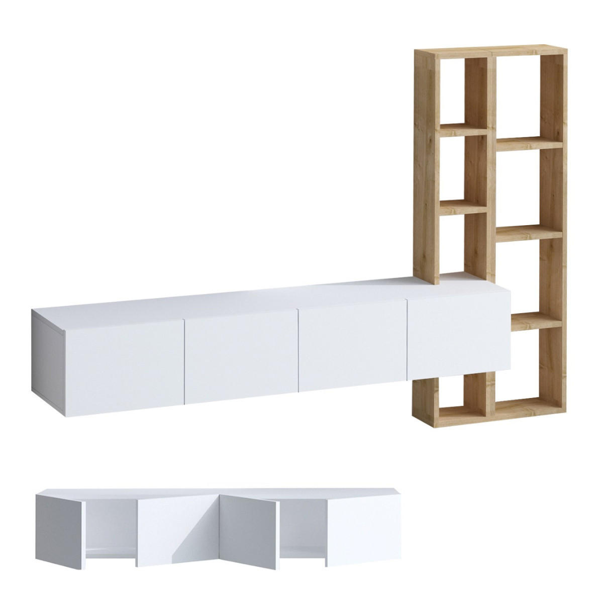 TV-SCHRANK 4 Türen Weiß Pana 182/32/25 cm - Weiß, Holzwerkstoff (182/25/32cm) - Calicosy