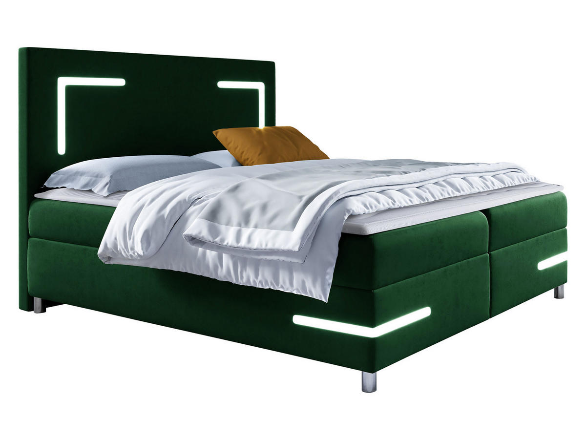 BOXBETT Delos LED - Grün, Holz (180/200cm) - MIRJAN24